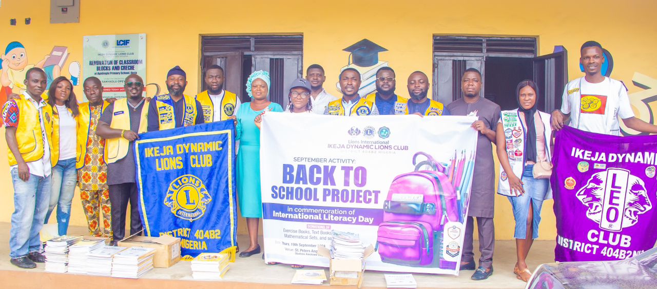 WORLD LITERACY DAY; IKEJA DYNAMIC LIONS CLUB DONATES BOOKS AND EDUCATIONAL MATERIALS TO 1000 PUPILS